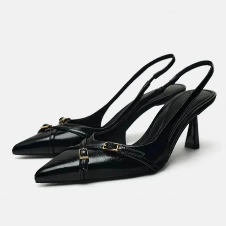 Levoire | Chic Chaîne Bureau Slingback Chaussures À Talons Noir