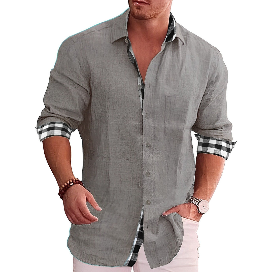 Levoire | Chemise D'Été Avec Des Manches Retroussées Et Un Motif Gris