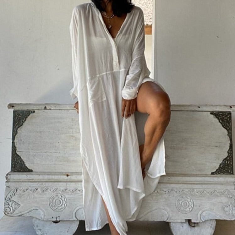Levoire | Robe De Plage Transparente Longue Avec Poches