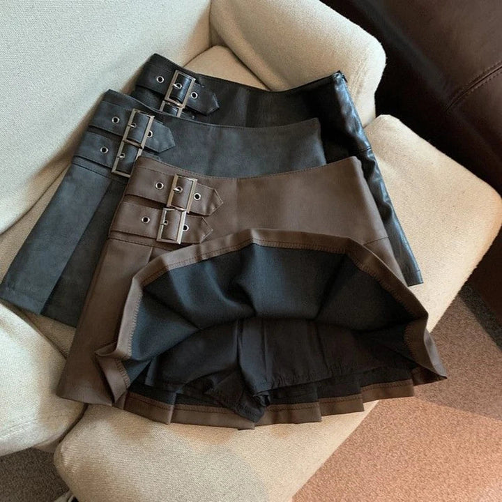 Levoire | Y2K Cuir Plissé Mini Jupe