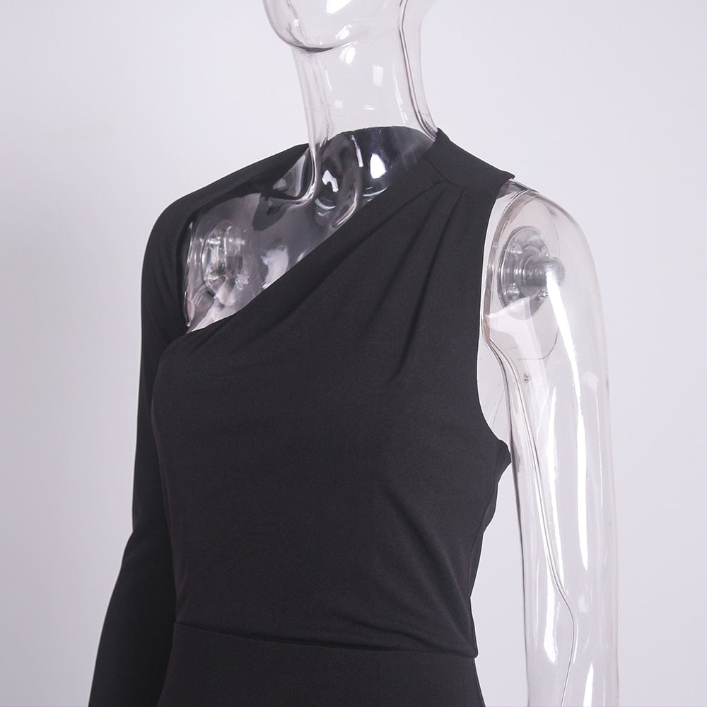 Levoire | Noir Hohlene Simple Manches Longues Robe Longue Parti