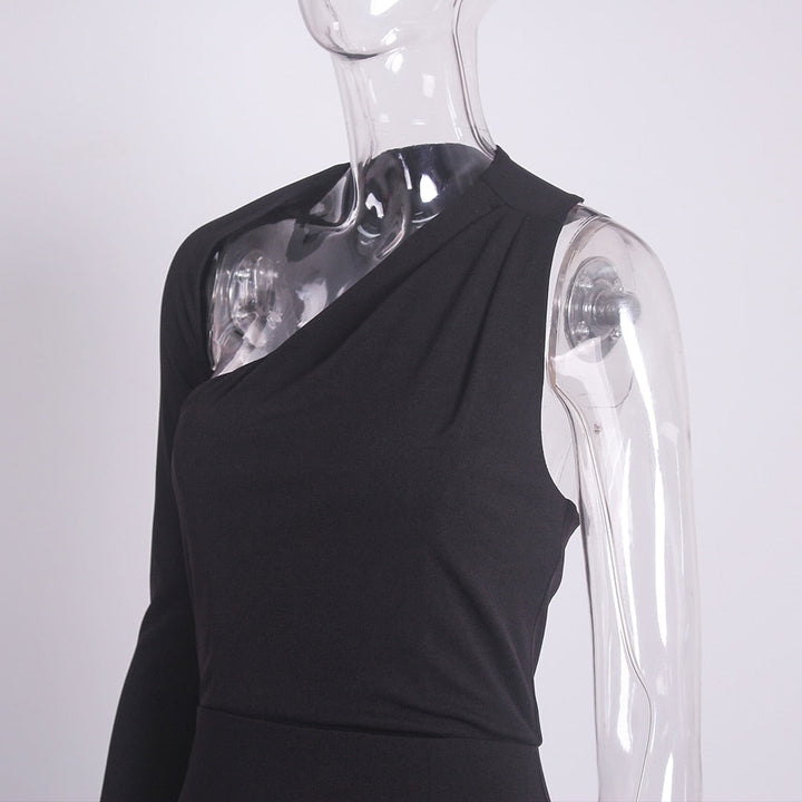 Levoire | Noir Hohlene Simple Manches Longues Robe Longue Parti