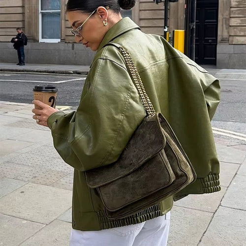 Levoire | Veste En Cuir Oversized Avec Élégance Urbaine