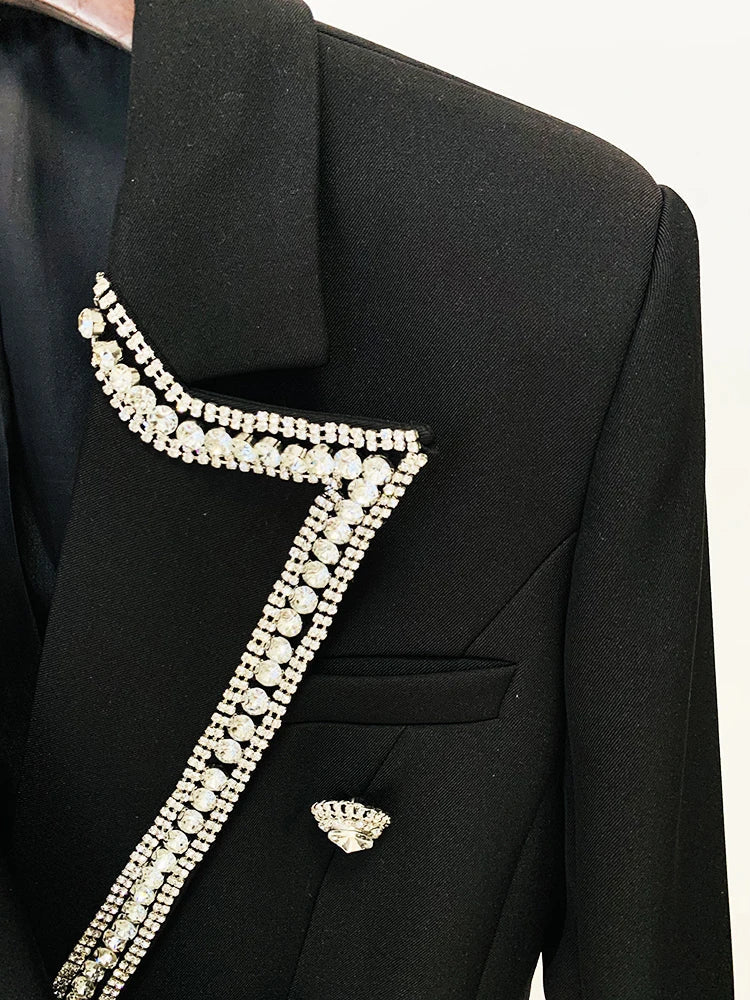 Levoire | Veste Designer Blazer Brodé De Cristaux Diamonds Pantalon Droit