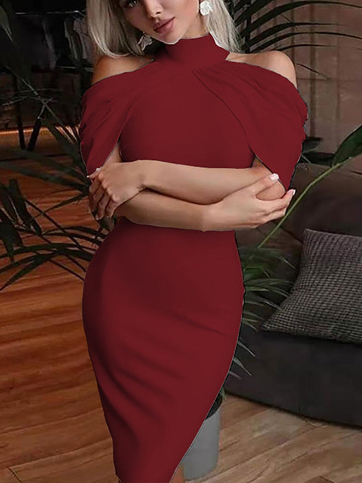 Levoire | Robe Midi À Col Halter Drapé Off Vinpunkter