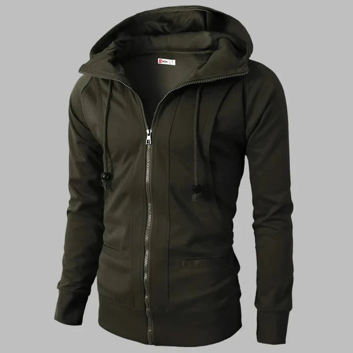 Levoire | Sweat À Capuche Robuste Pour Hommes Avec Fermeture Éclair Vert olive