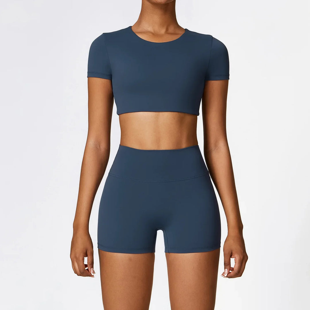 Levoire | Ensemble De Pyjama Comprenant Un Short, Des Leggings Courts Et Un Haut À Manches Courtes Bleu