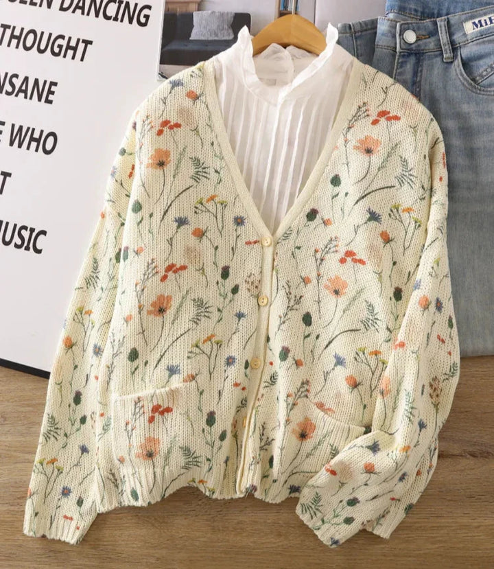 Levoire | Élégante Veste En Tricot Avec Imprimé Floral
