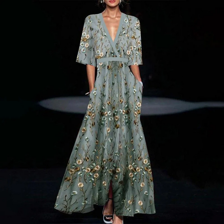 Levoire | Élégante Robe Fleurie Large VERT