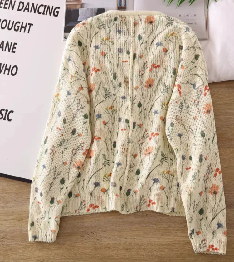 Levoire | Élégante Veste En Tricot Avec Imprimé Floral