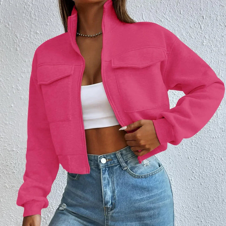 Levoire | Veste Courte À Manches Longues Confortable Avec Poches Rosa