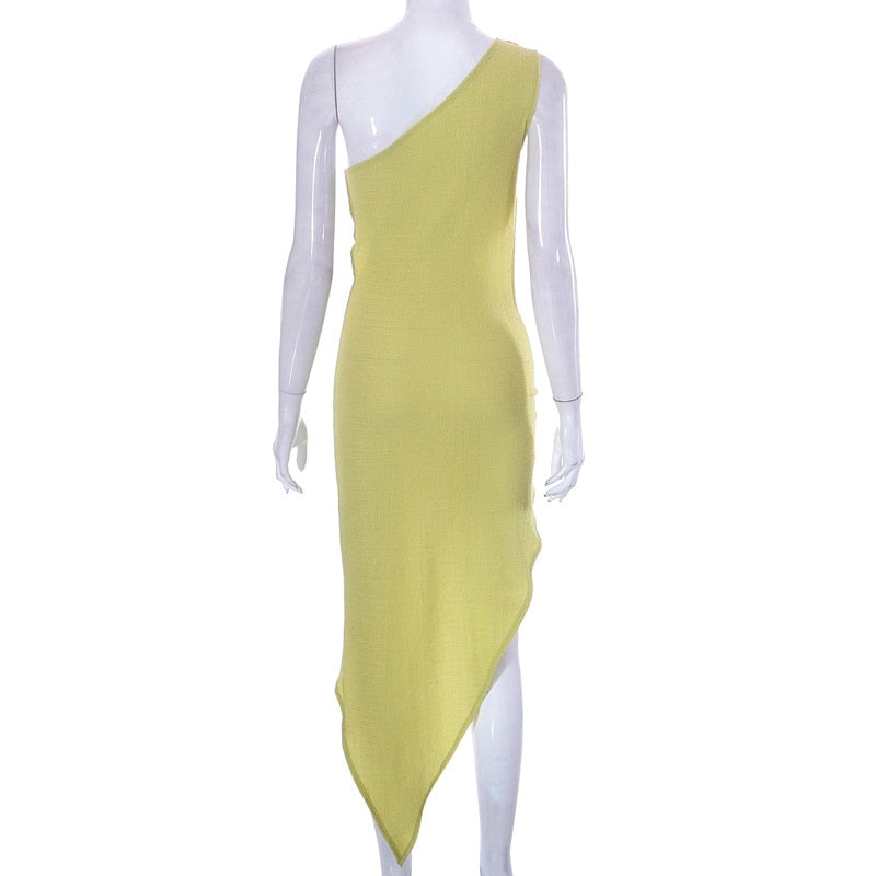 Levoire | Jaune Haut Bodycon Midi-Robe