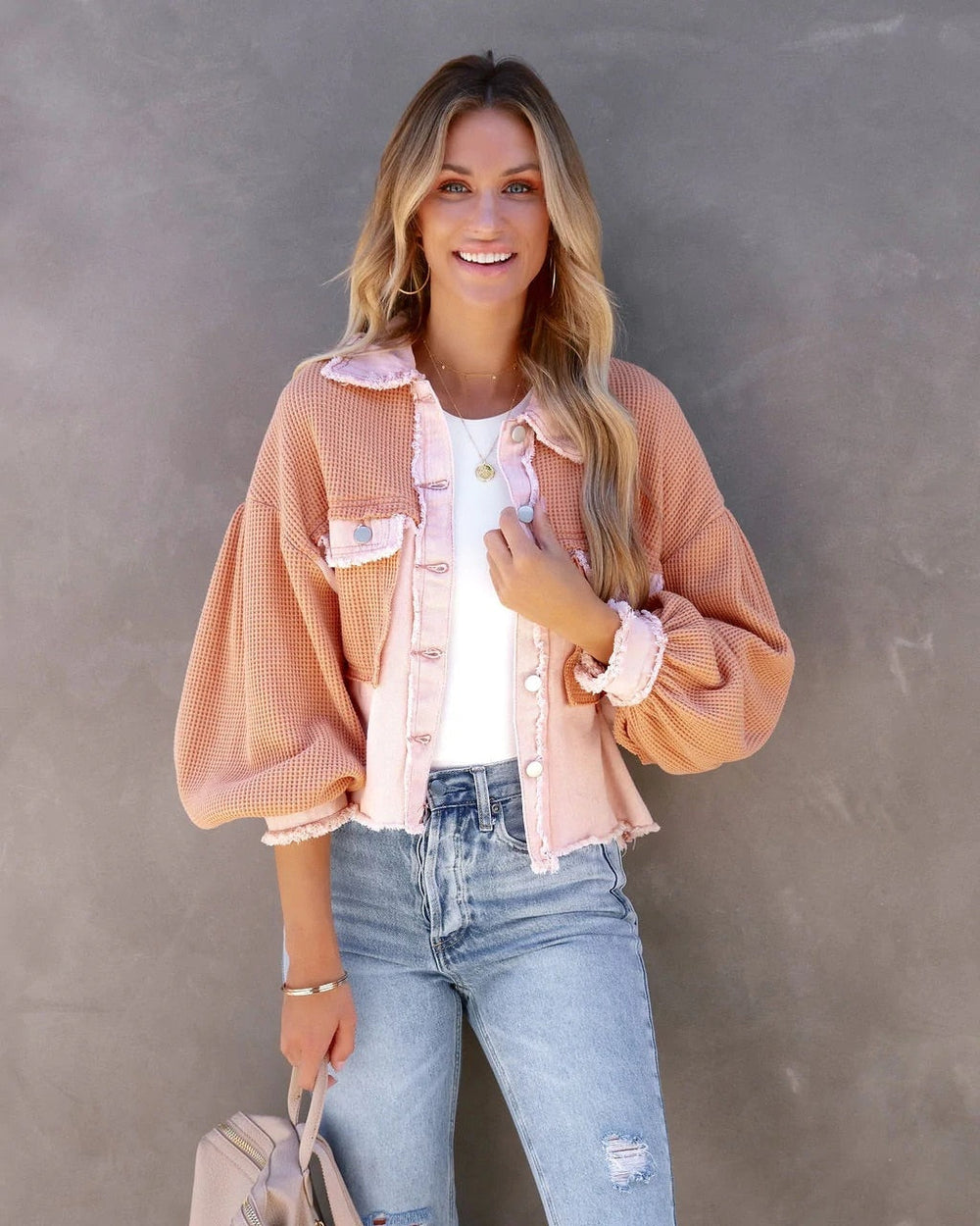 Levoire | Veste En Waffle Patchwork Tendance Pour Femmes