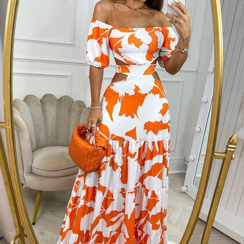 Levoire | Robe Maxi À Épaules Dénudées Orange
