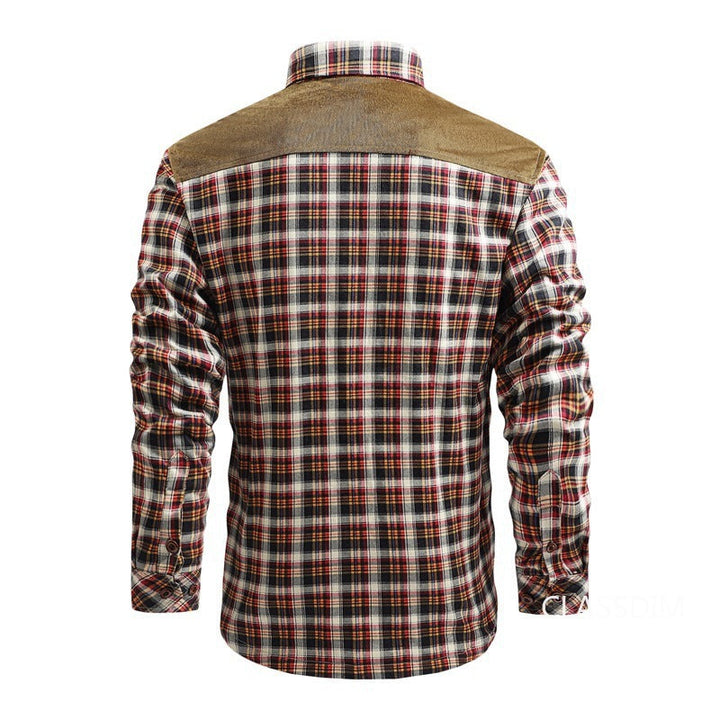 Levoire | Manteau En Flanelle À Carreaux À La Mode Avec Détails En Daim Pour Hommes