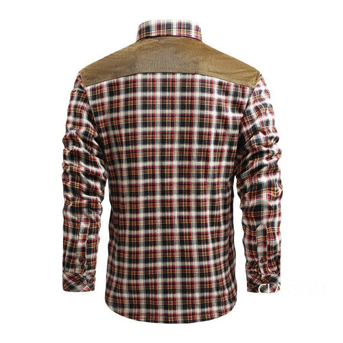 Levoire | Manteau En Flanelle À Carreaux À La Mode Avec Détails En Daim Pour Hommes