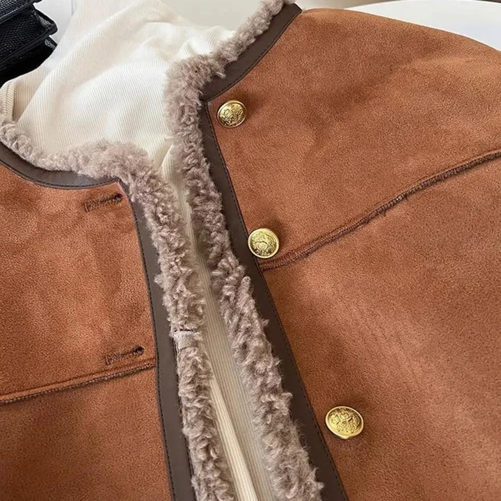 Levoire | Encolure Ronde Manches Longues Avec Veste En Simili Cuir Avec Boucles