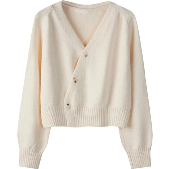 Levoire | V Décolleté Cachemire Manteau Avec Boutonnière Diagonale Beige Une taille