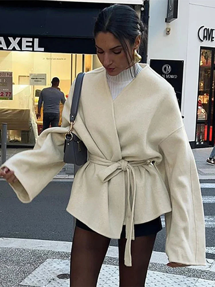 Levoire | Veste En Polaire Avec Ceinture Beige
