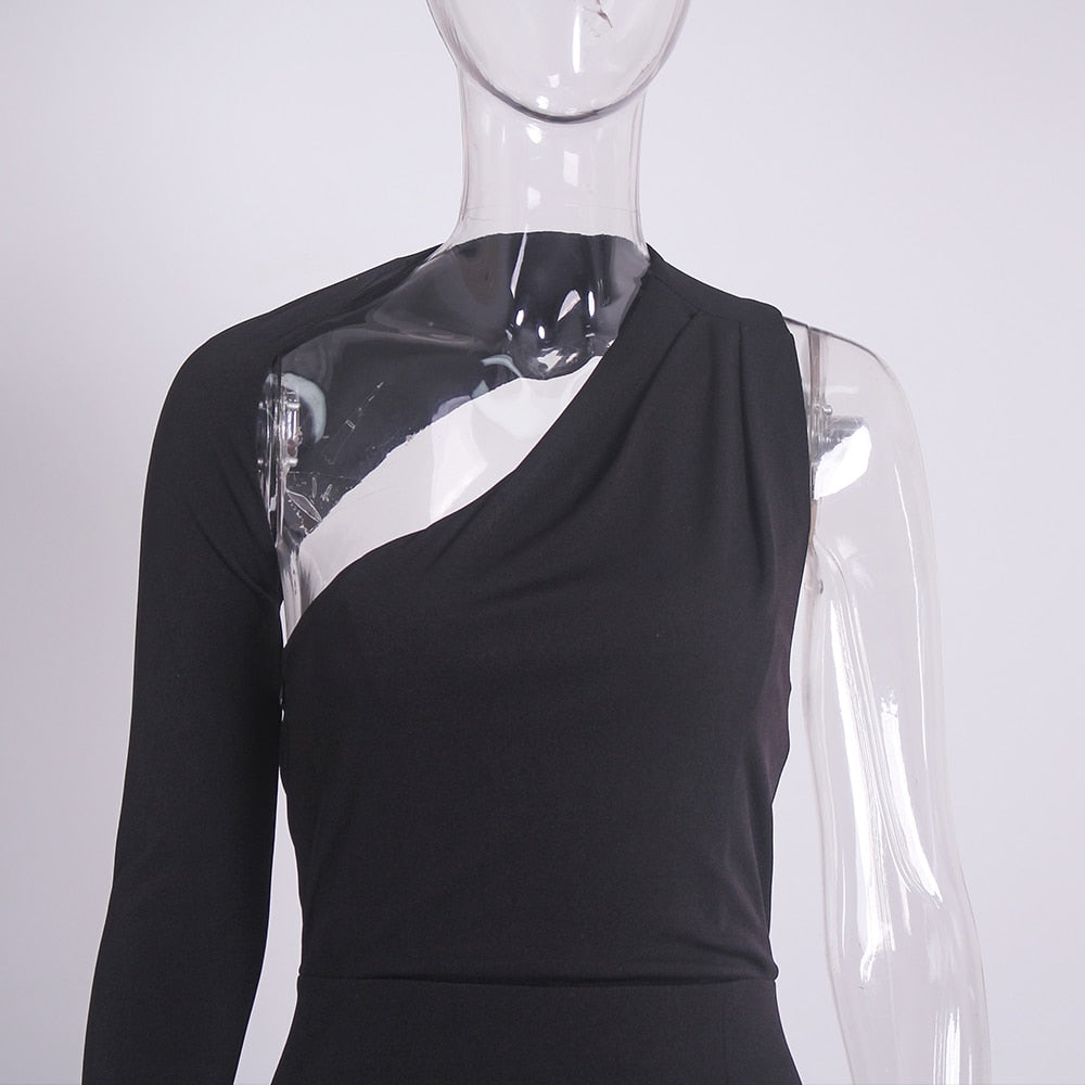 Levoire | Noir Hohlene Simple Manches Longues Robe Longue Parti