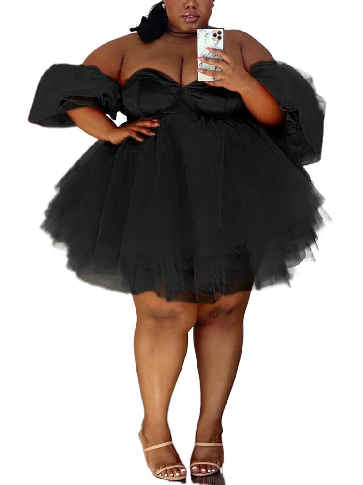Levoire | Robe Mini Holo Chiffon Sans Bretelles Oversize Noir