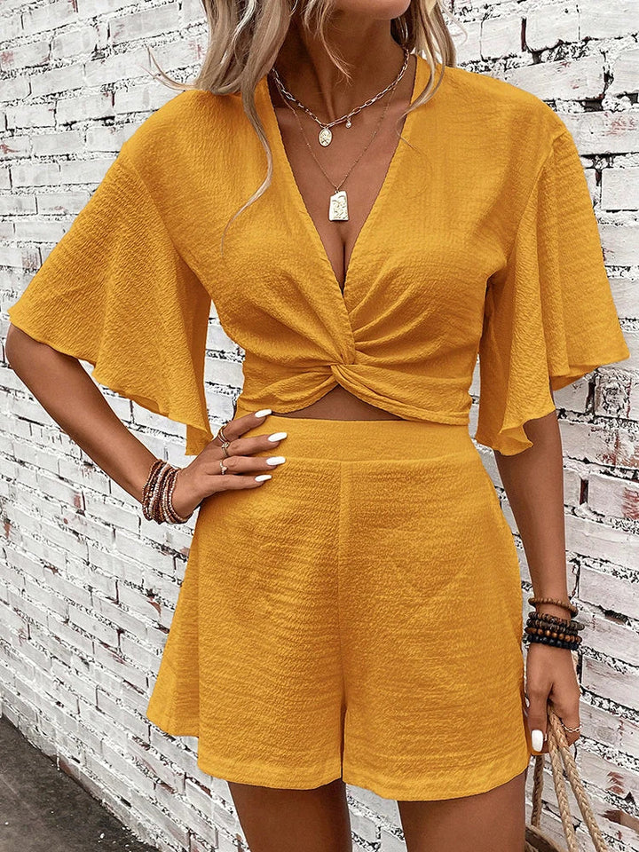 Levoire | Ensemble Short Et Top Élégant Jaune