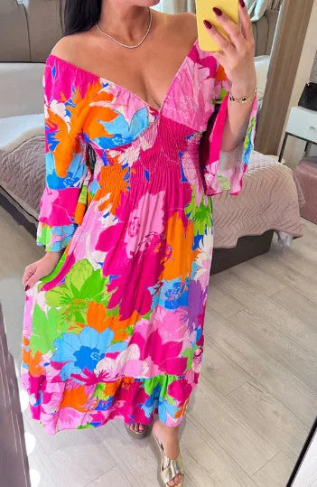 Levoire | Mode Florale Pour Femmes Robe Longue Rosa