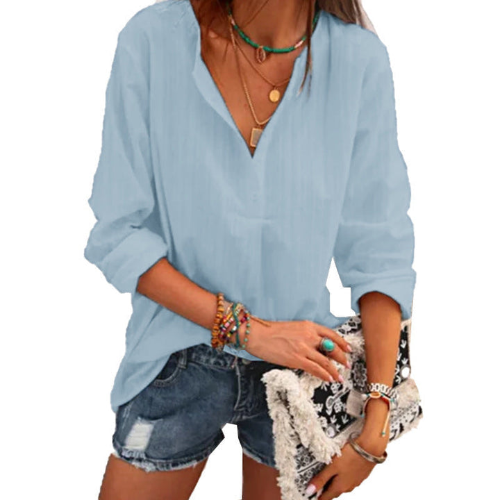 Levoire | Blouse Élégante Avec Col Bleu