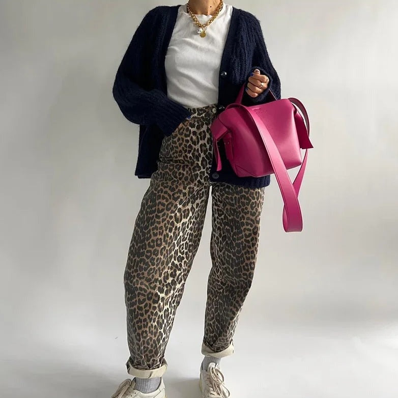 Levoire | Jeans Vintage Avec Motif Léopard Style Tendance