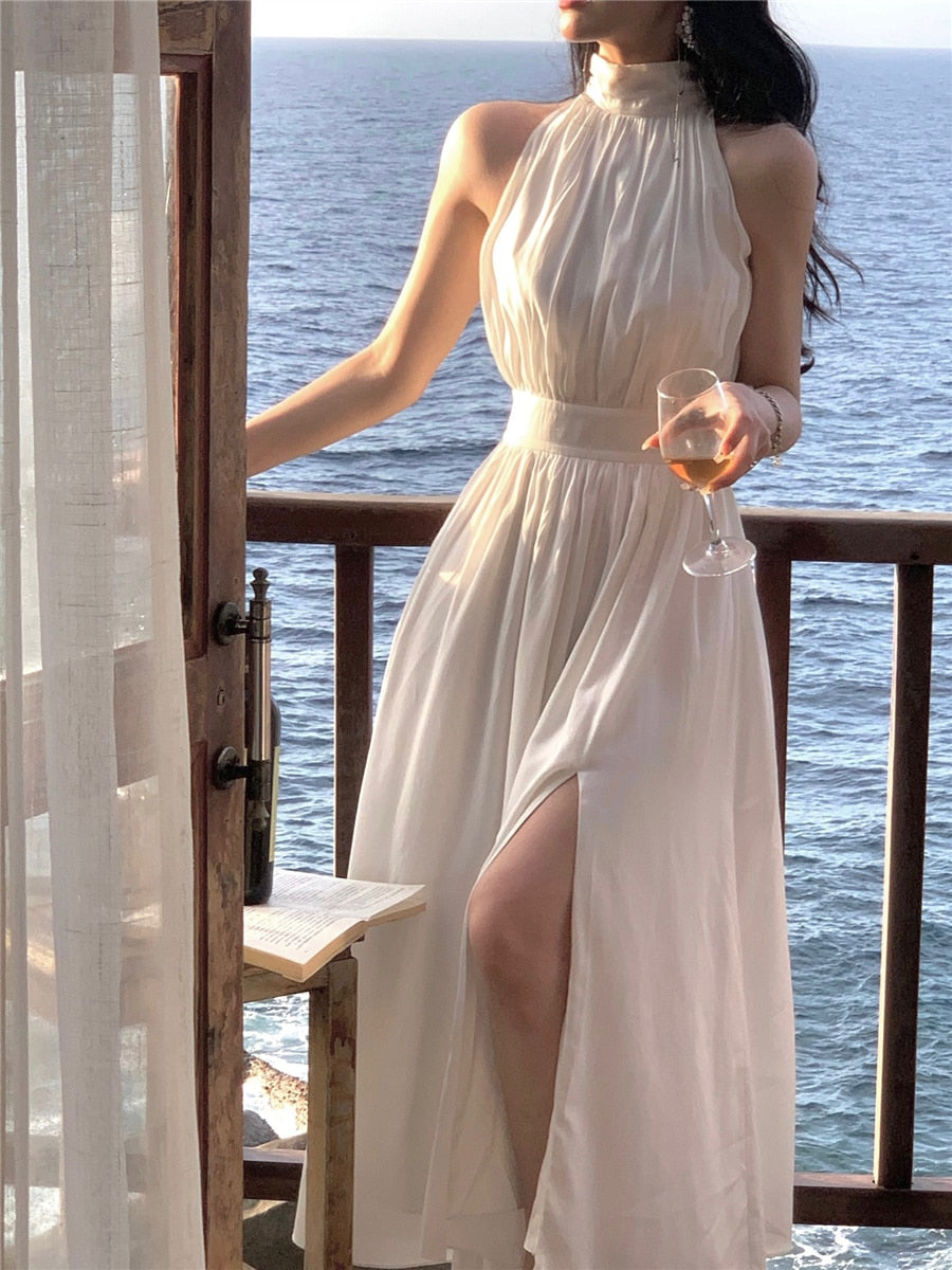 Levoire | Robe Midi En Chiffon Décolletée Blanc