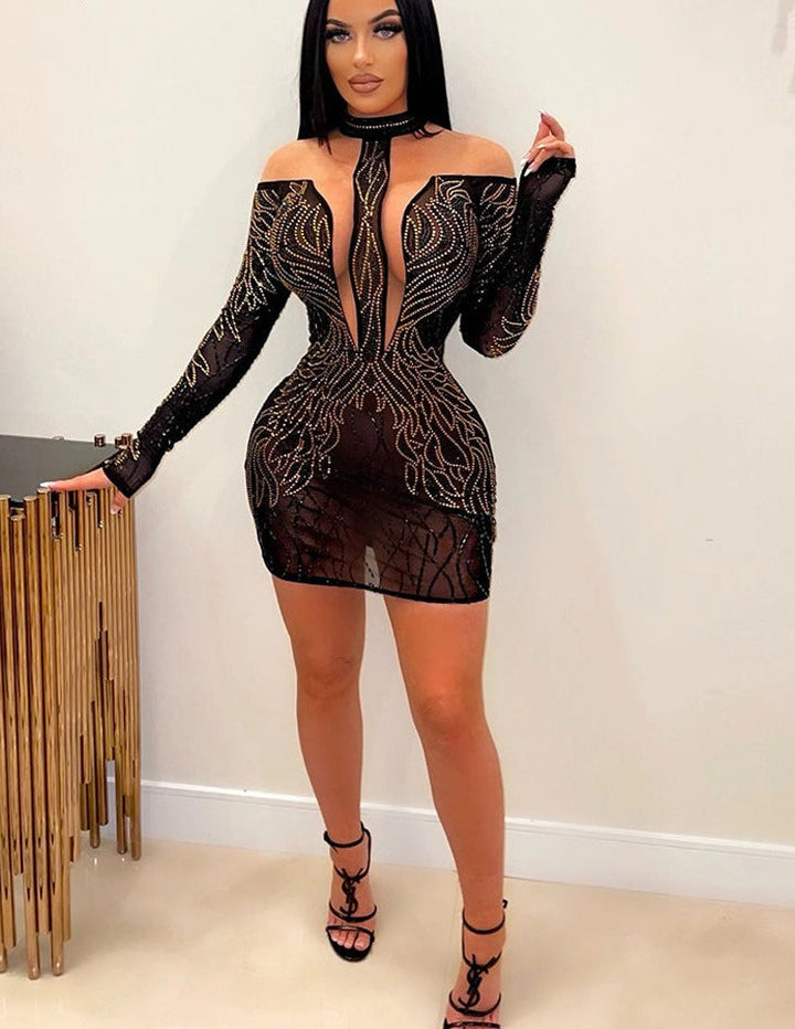 Levoire | Robe Mini À V Ouverte En Perles De Cristal