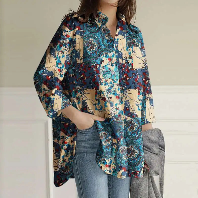 Levoire | Chemise Avec Impression Vintage Bleu