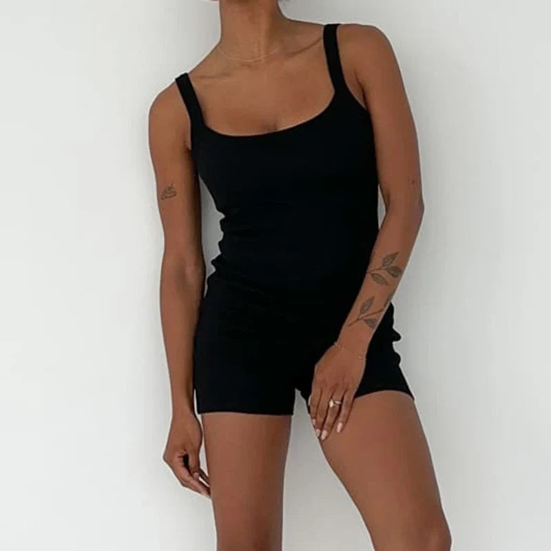 Levoire | Un Pyjama En Coton Divisé Avec Des Bretelles Noir