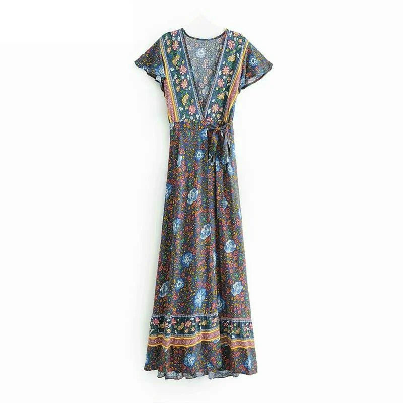 Levoire | Robe Portefeuille Fleurie Bohème