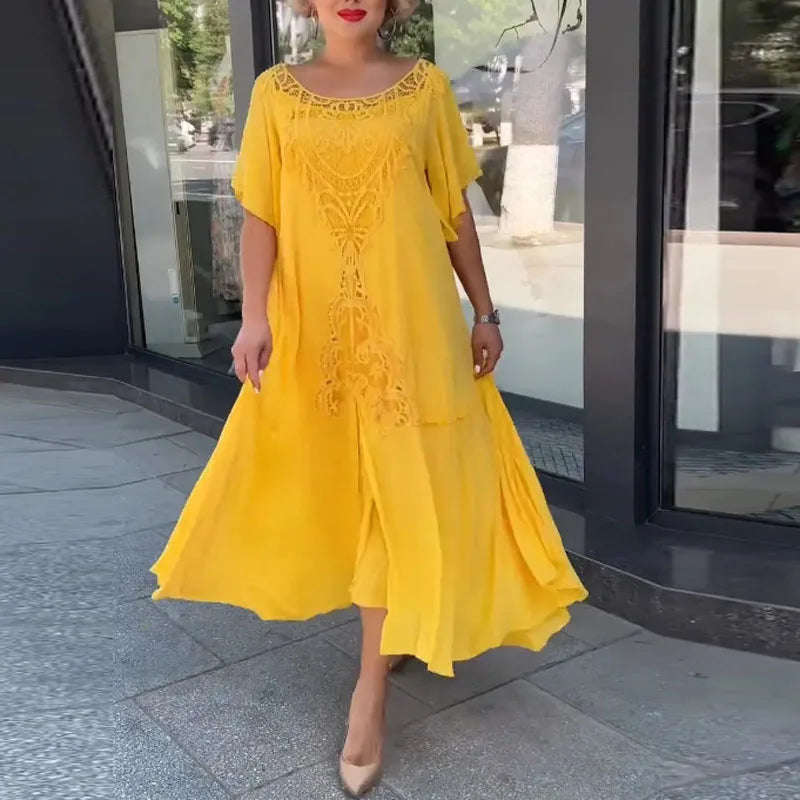 Levoire | Robe Coton Lin Coupe Fluide Jaune