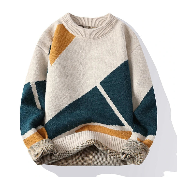 Levoire | Pull Avec Motif Géométrique Et Col Rond Khaki