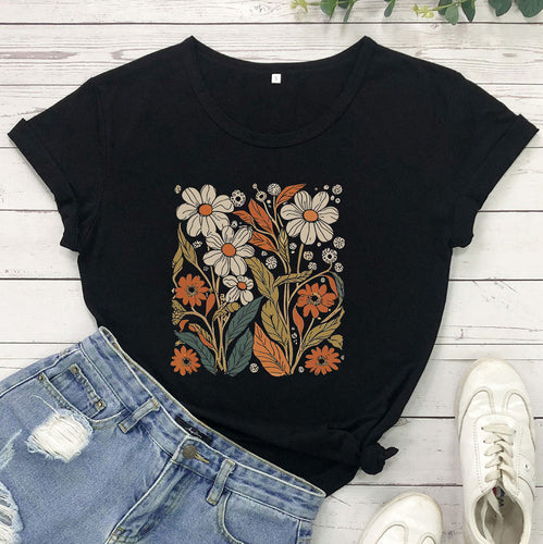 Levoire | Weinlese T-Shirt De Fleur Sauvage Pour Femmes