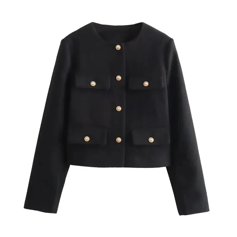 Levoire | Virale Luxe Veste Avec Boutons En Or Noir XS