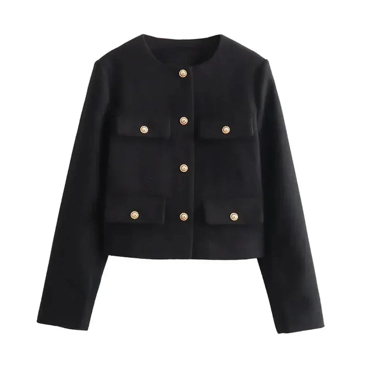 Levoire | Virale Luxe Veste Avec Boutons En Or Noir XS