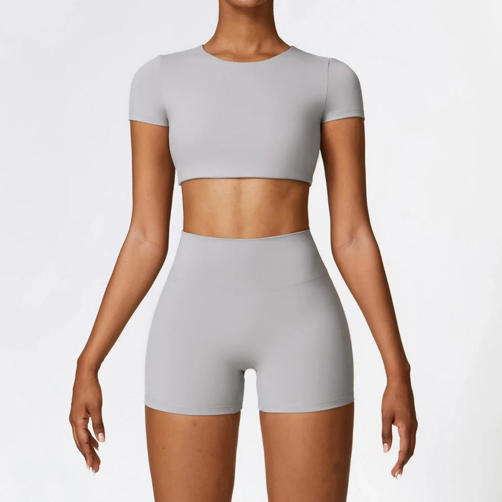 Levoire | Ensemble De Pyjama Comprenant Un Short, Des Leggings Courts Et Un Haut À Manches Courtes Gris