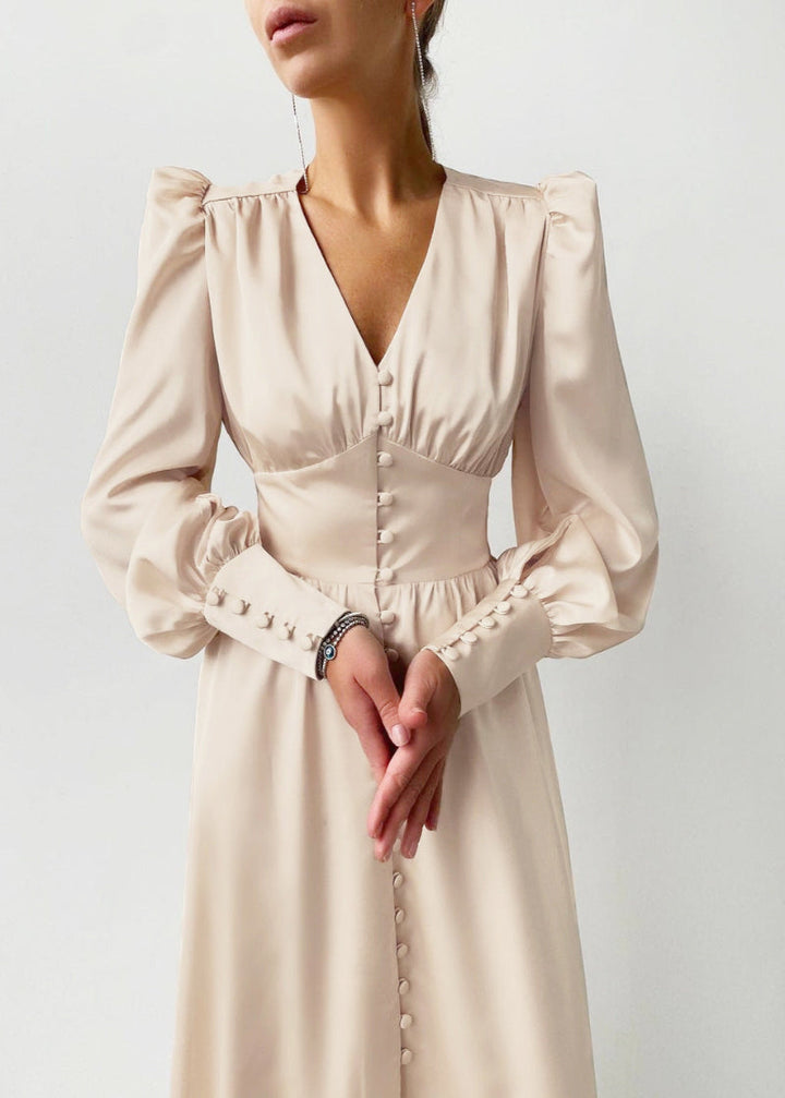 Levoire | Robe Maxi en Soie Décolleté en V pour Femmes