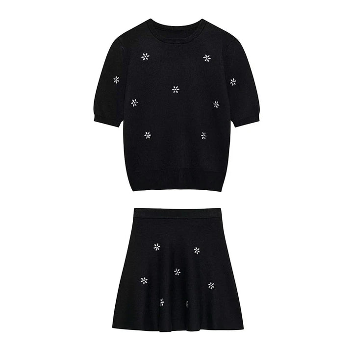 Levoire | Robe Courte Avec Tricot Et Strass ensemble noir