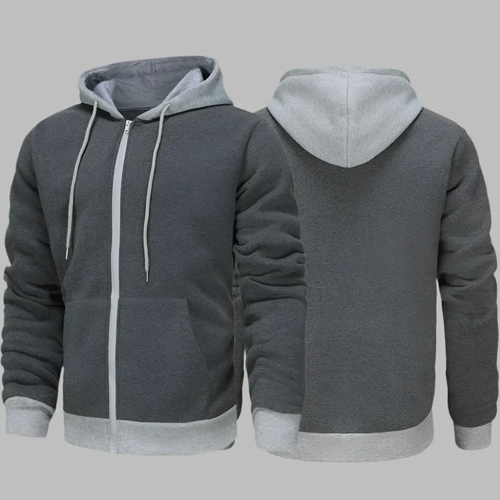 Levoire | Sweat À Capuche Pour Hommes Confortable Avec Fermeture Éclair Pour Le Quotidien Gris