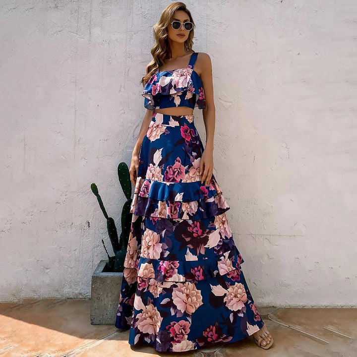 Levoire | Robe À Bretelles Et Avec Un Ourlet En Volants Bleu marine