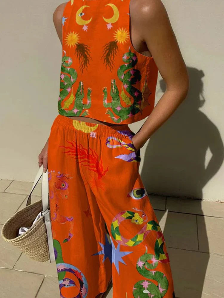 Levoire | Ensemble Coloré En Coton Pour Femmes Orange