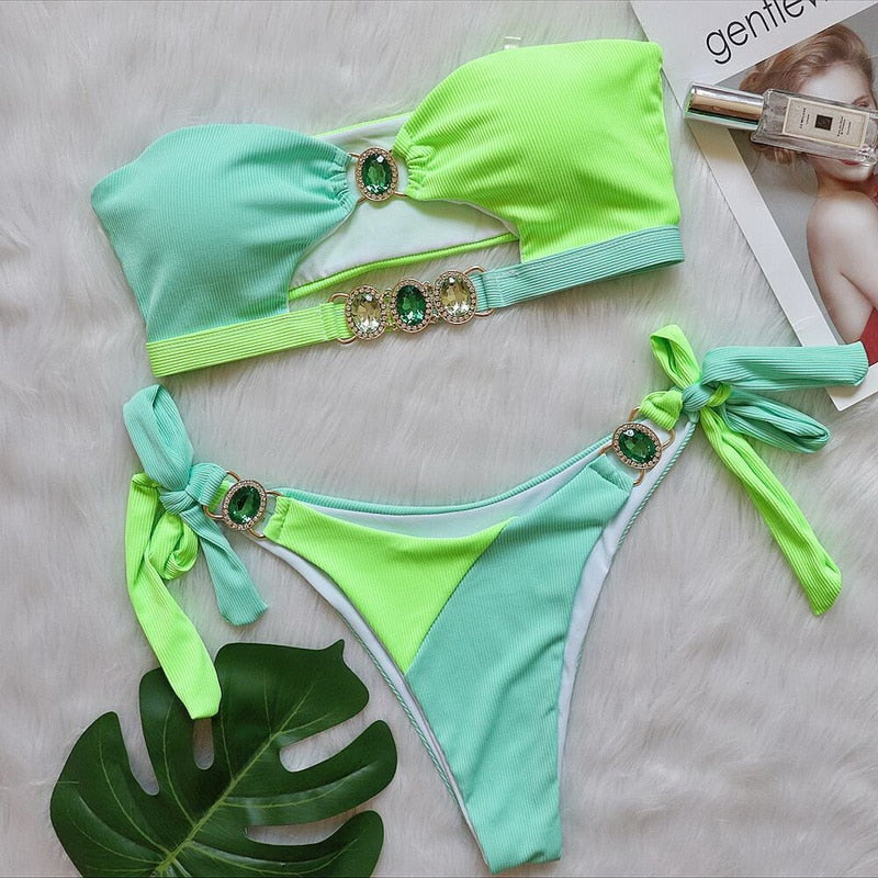 Levoire | Bikini Brillant, Scintillant & Sexy Vert - Bleu