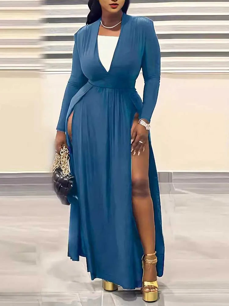 Levoire | Élégante Robe Grande Taille Bleu