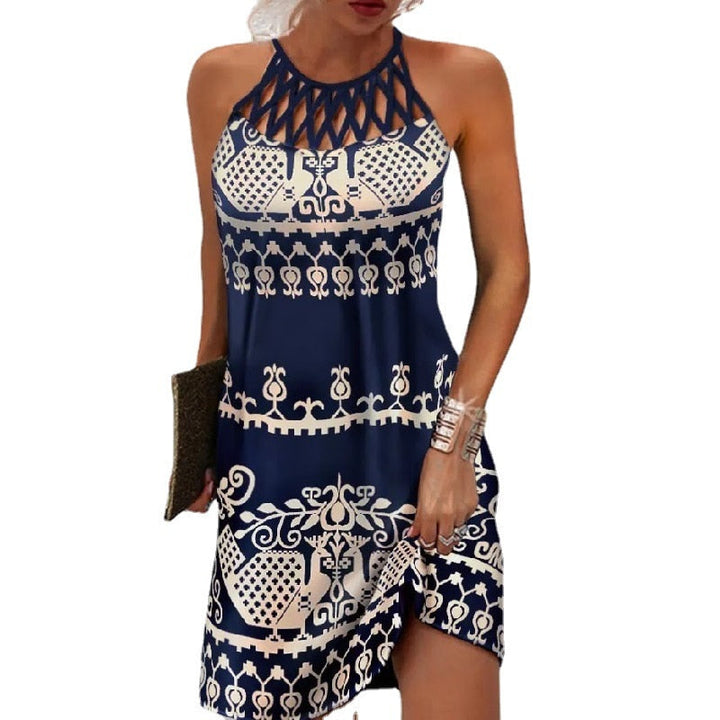 Levoire | Robe Avec Imprimé À Col Halter bleu