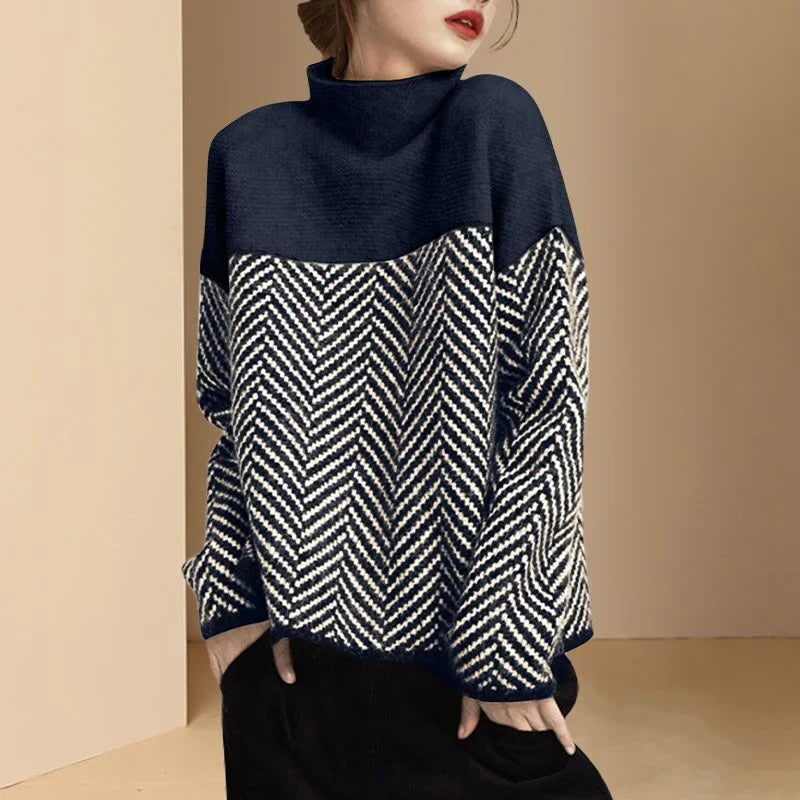 Levoire | Avec Col Montant Et Motif De Zigzag Bleu marine