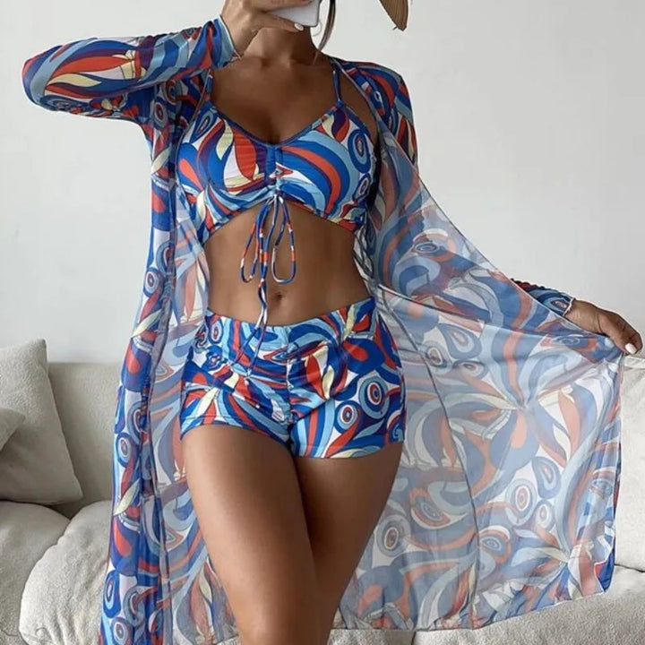 Levoire | Ensemble Tankini 3 Pièces Imprimé Bleu Marine